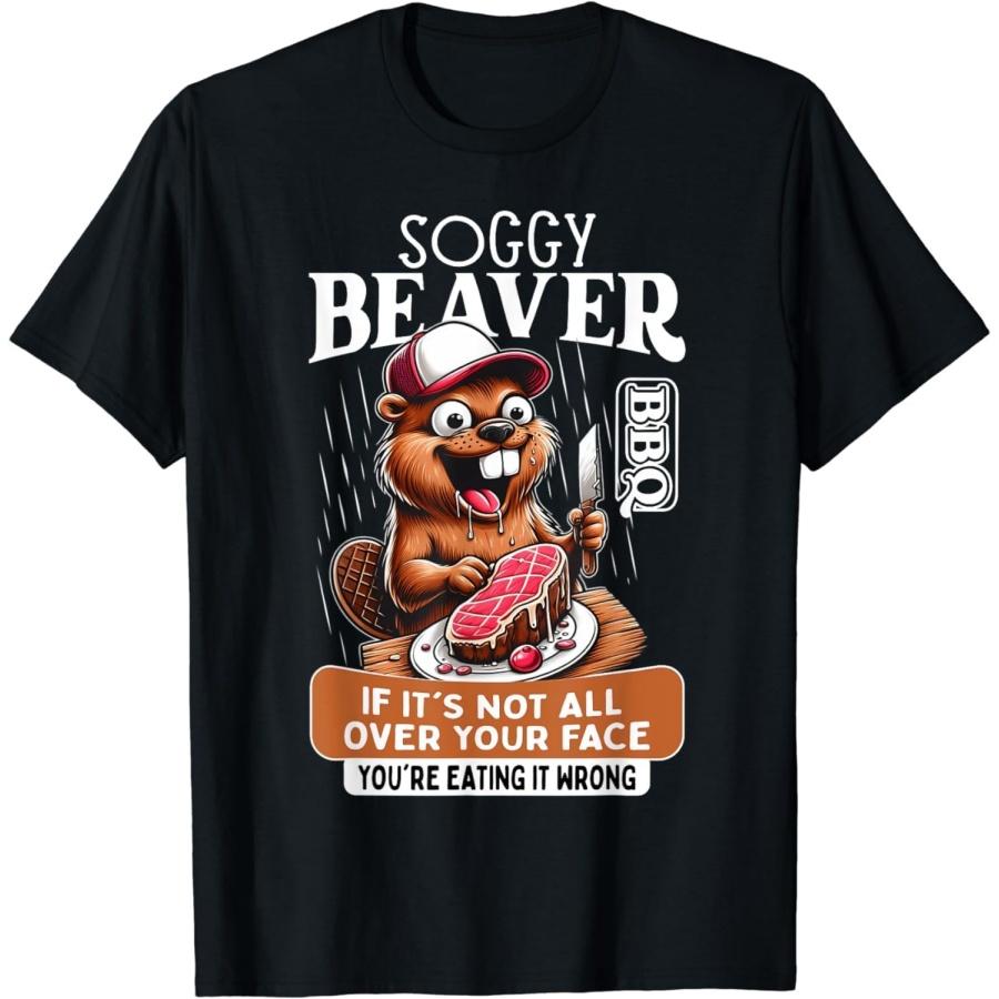 ZisZor Soggy Beaver Barbecue BBQ Dirty Funny Humor Beaver T-Shirt S
