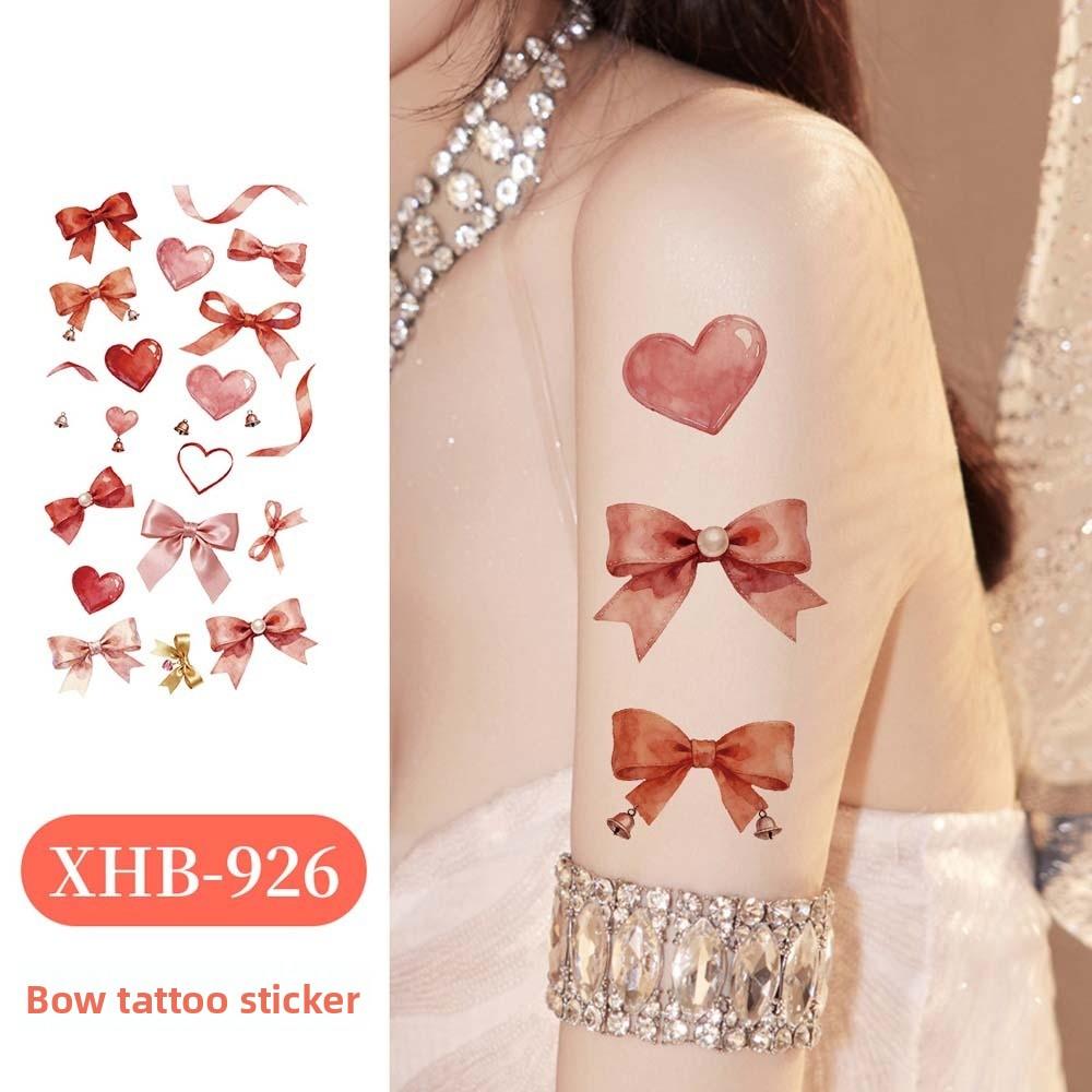 Pink Bowknot Ribbon Face Temporary Tattoos Waterproof Makeup Stickers  Live House