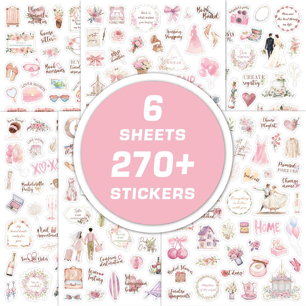

6 sheets Wedding Plan Stickers Pink Valentine s Day Creative DIY Decoration Planning Materials Handmade Account Stickers розовый