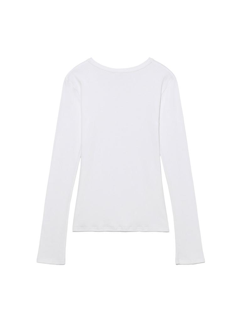 GLOWNY G Classic V-Neck Rib Long Sleeve (White)