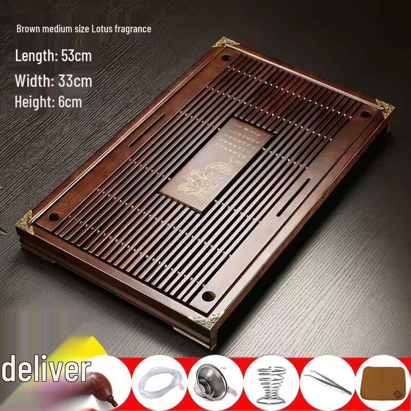Bamboo Tea Tray with Integrated Drainage