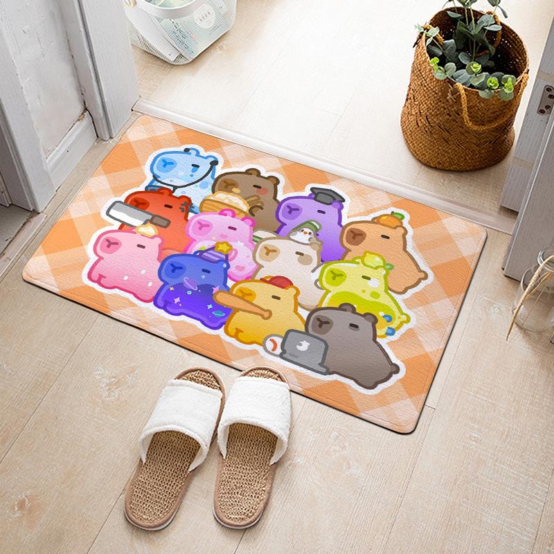 Cartoon Cute Capibala Floor Mat Household Short Pile Carpet Bathroom Non-slip Mat Capybara Animal Bedroom Mat