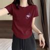 Black Shoulder Short Sleeve T-Shirt Women's 2025 New Cotton Loose Versatile Design T-Shirt Short Top Summer
