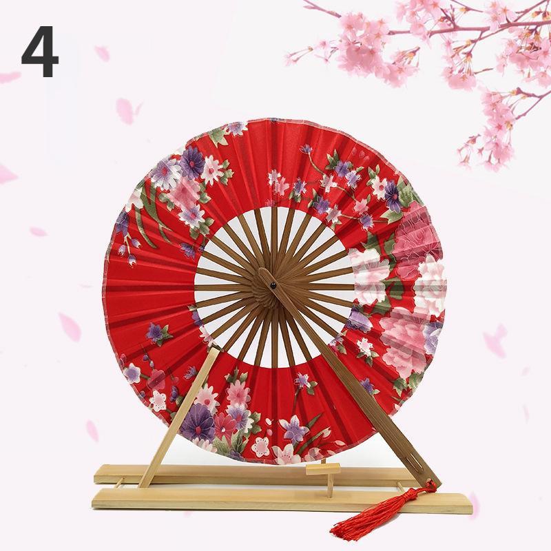 1PC Windmill Fan Female Gift Fan Japanese Round Fan Portable Folding Fan Lady Folding Fan