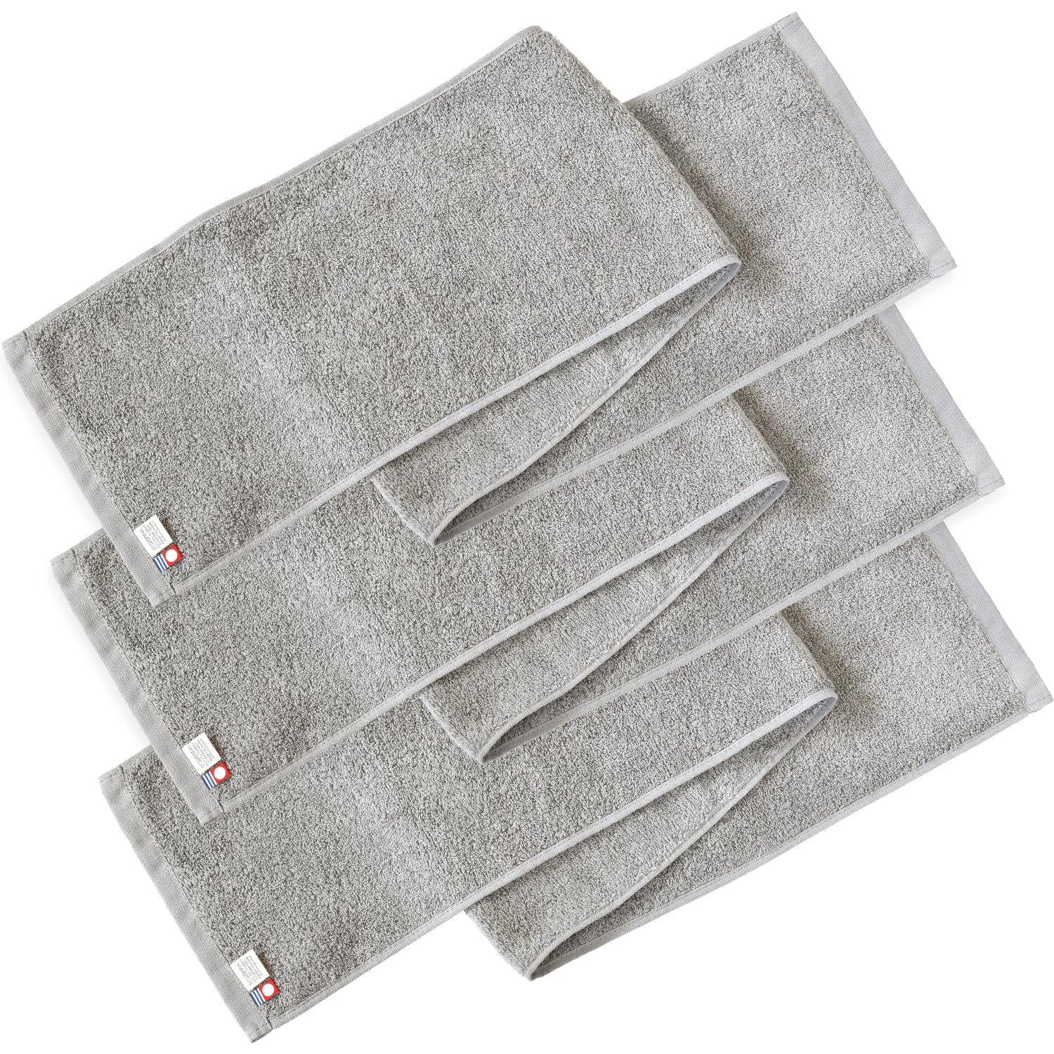 Bloom Imabari Towel Certified Scarf Towel Set with Sports Towel 20 x 100cm Cotton Made in Japan 3-Piece 100% (Space Gray)