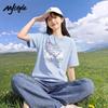 MJ STYLE Women's Loose Fit Cat & Dog Print T-Shirt