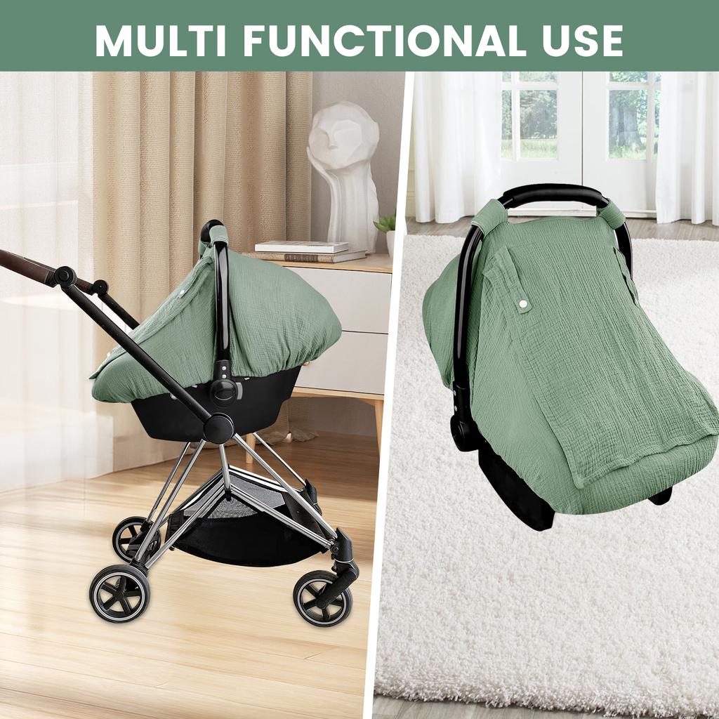 Baby Car Seat Cover Universal Baby Stroller Accessories 3 Modes Windproof Infant Carrier Canopy with Two Way Zipper for Travel