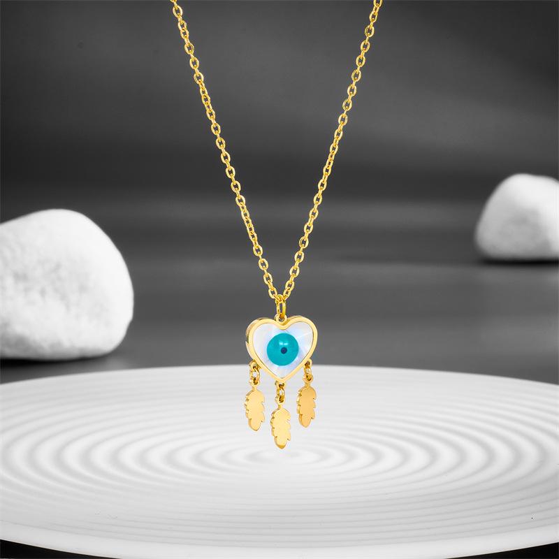 Titanium Steel Devil s Eye Pendant Necklace - Stylish Stainless Steel Clavicle Chain