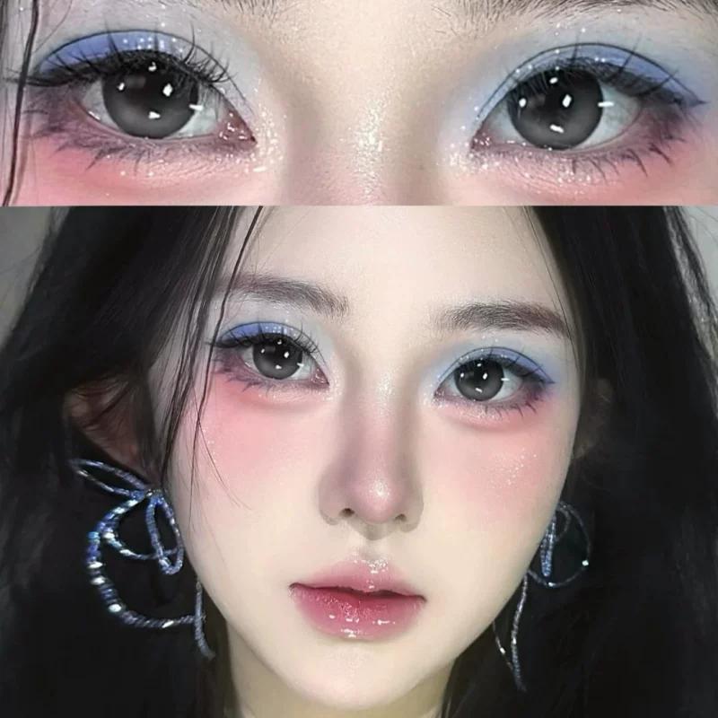 Blue Eye Shadow Plate Smoky Makeup Eye Shadow Monochrome Chameleon Pearlescent Brightening Daily Color Rendering Glacier Blue Flash Diamond in the