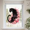 Rosa Blumige Gepard Tier Statisch Haftende Fensteraufkleber, Glasaufkleber für Schaufenster, Hausdekoration