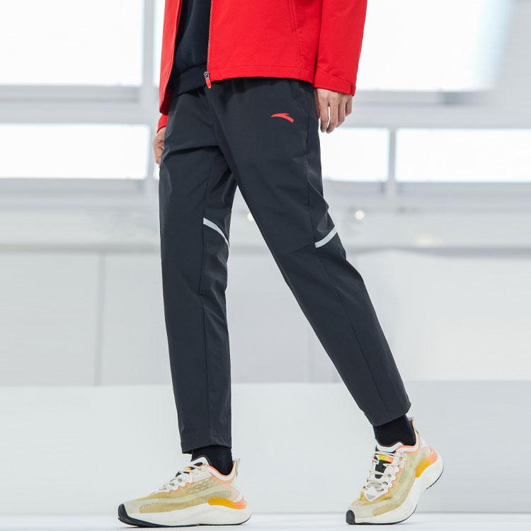 Anta Straight Leg Loose Woven Pants Men Bottoms Black 952217506-3