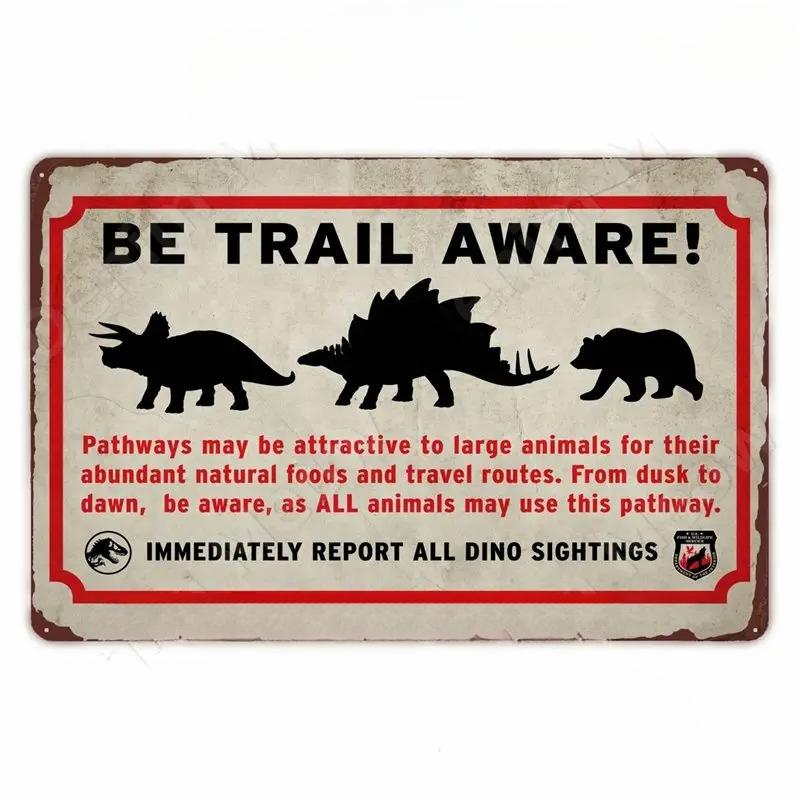 FJ Metal Tin Signs Beware of Raptor Funny Posters Slow Down Sign Garden Home Wall Outdoor Zoo Plaque Dinosaur Decor