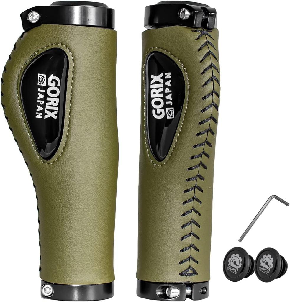 GORIX Bicycle Cross Mini with Silicone Cushion Pad Shock Double Stylish Handle Grips (Gorix) Grips, Bike, Ergo, Khaki, Velo, (GX-501), Soft,