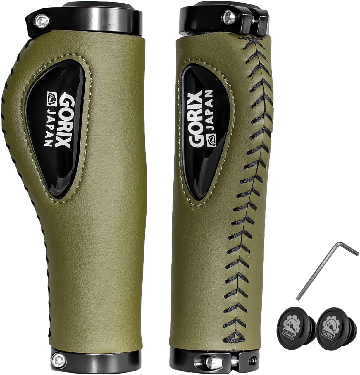 

GORIX Велосипедные грипсы Кросс-байк Эрго Хаки Минивело с силиконовой подушкой Мягкая амортизация Двойная фиксация Стильная ручка (GX-501) оливковый