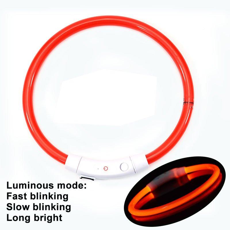 USB-C Rechargeable LED Dog Collar Glowing Pet Necklace Adjustable Waterproof Night Safety Collar