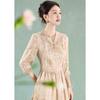 Summer Lace Sequin Beaded V-Neck A-Line Midi Dress