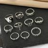 10PC Love Angel Butterfly Hollowed Out Tai Chi Skeleton Cross Carved Jewelry Ring Set