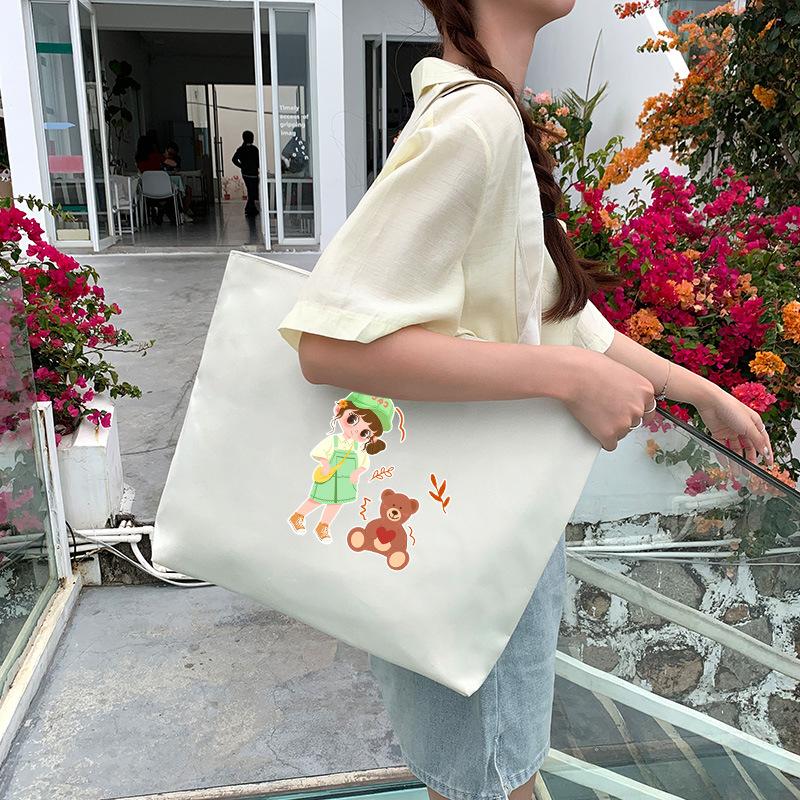 Canvas Bag Women'S Shoulder Handbag Student Tote Bag Large Capacity Hand Carry Canvas Bag