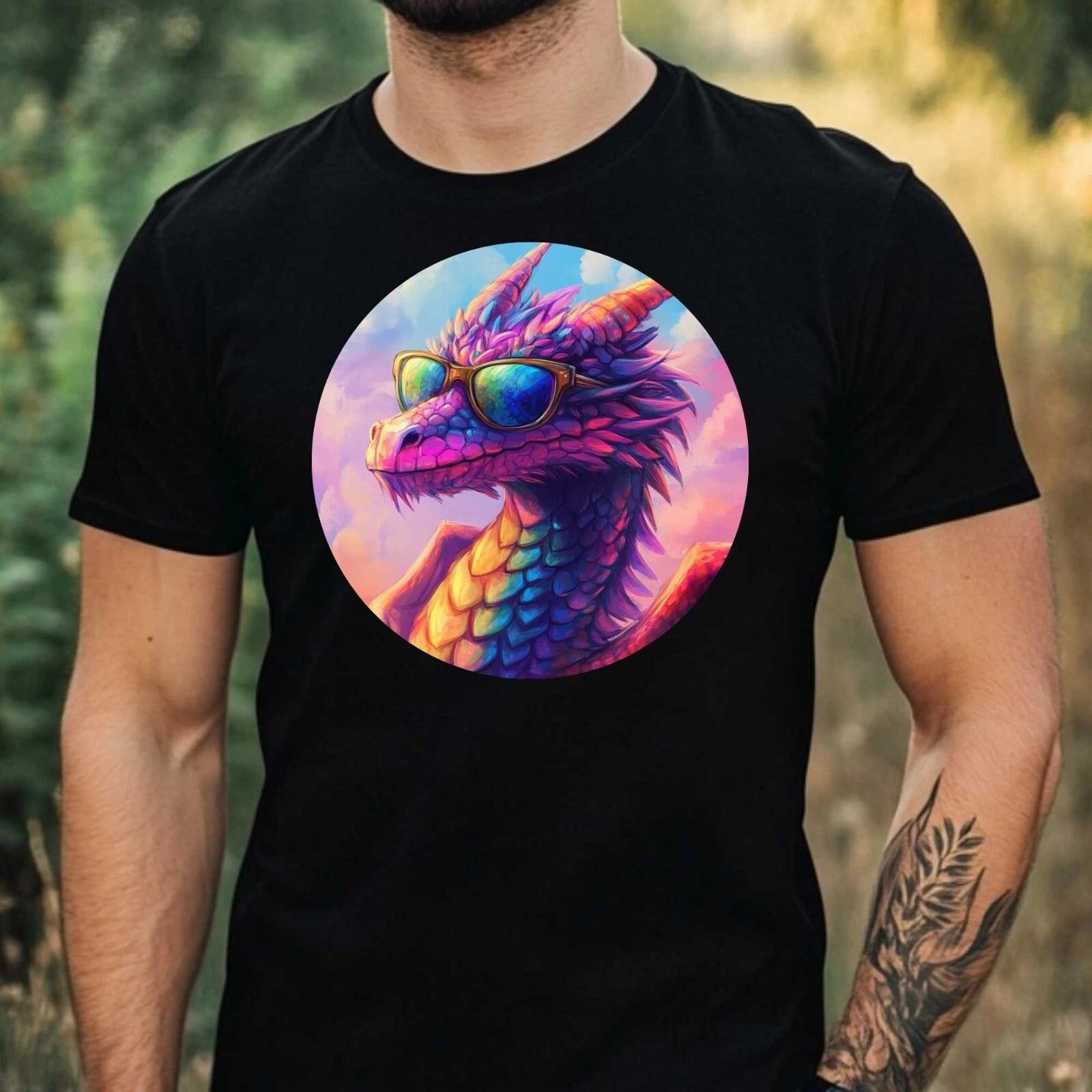 T-Shirt Herren Drache mit Sonnenbrille Motiv Baumwolle Größe XS bis 5XL XS