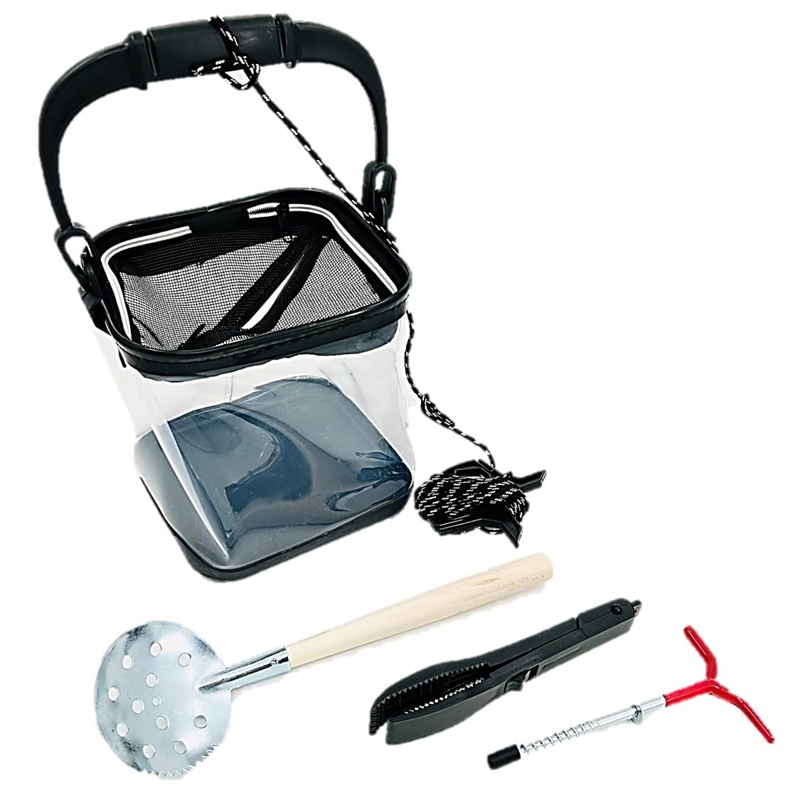 

ST TS Smelt Fishing 4-Piece Set: Bucket, Fish Grip, Rod Holder, and Ice Scoop