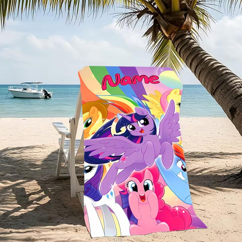 Customizable personalized beach towels My Little Pony themed designs.Suitable for the beach, yoga, sports;ideal as beach accessories