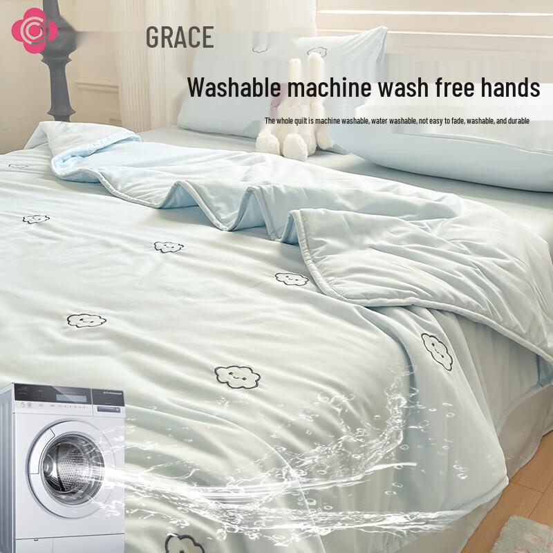 Jieliya Bestickte Gewaschene Baumwolle Sommerquilt-Set