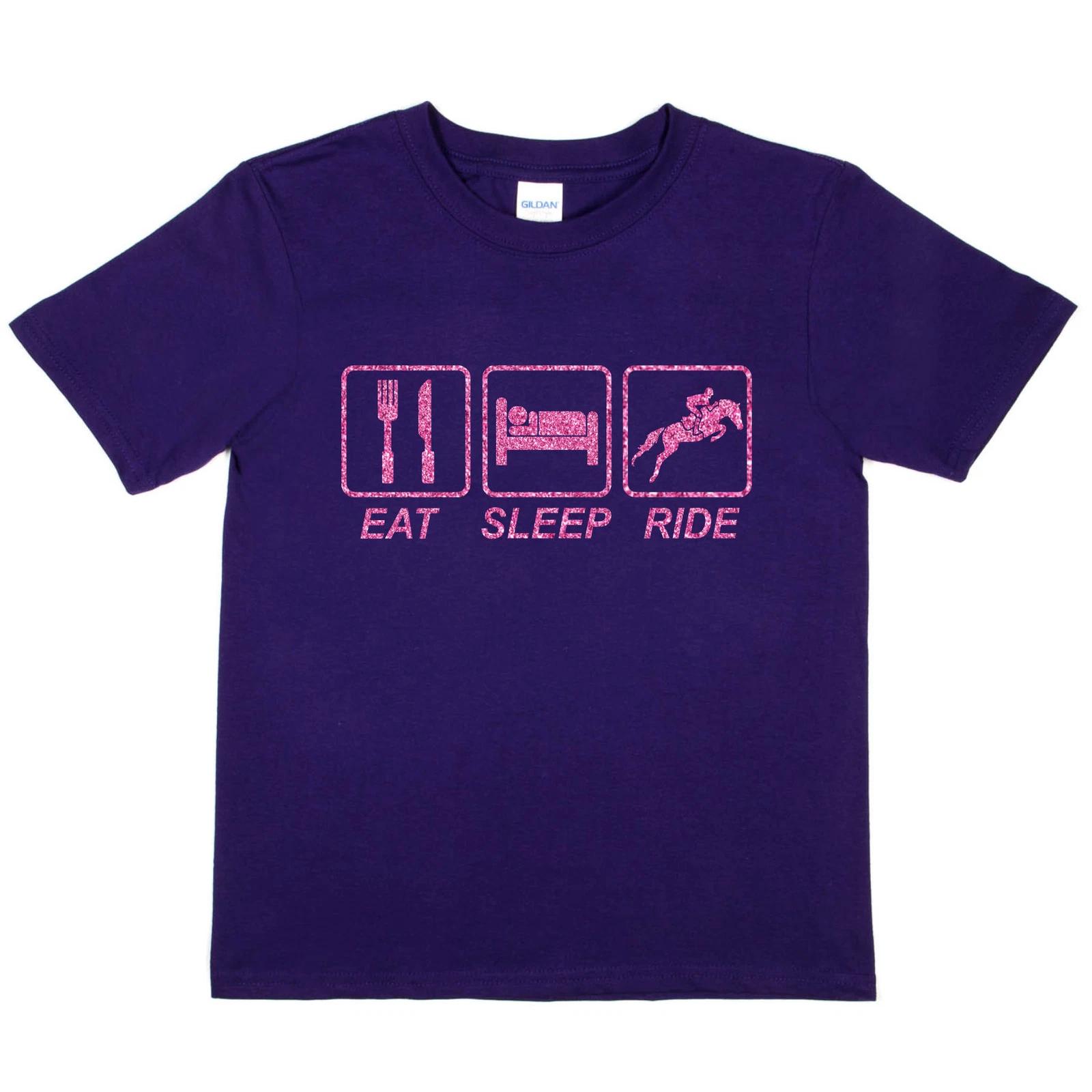 

Eat Sleep Ride Horse Riding Pony Riding Girls Funny Kids T shirt L