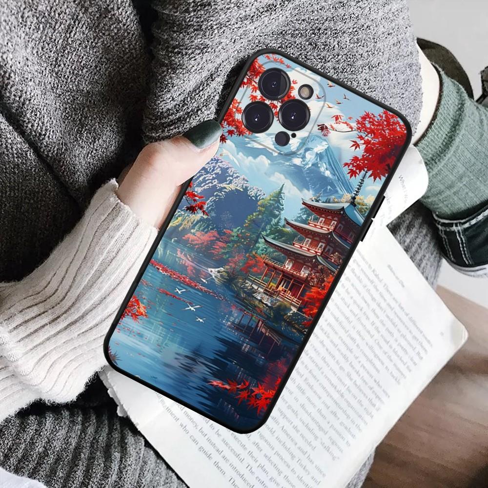 Japanese Landscape Phone Case For IPhone 16 15 8 7 6 6S Plus X SE XR XS 14 11 12 13 Mini Pro Max Mobile Case
