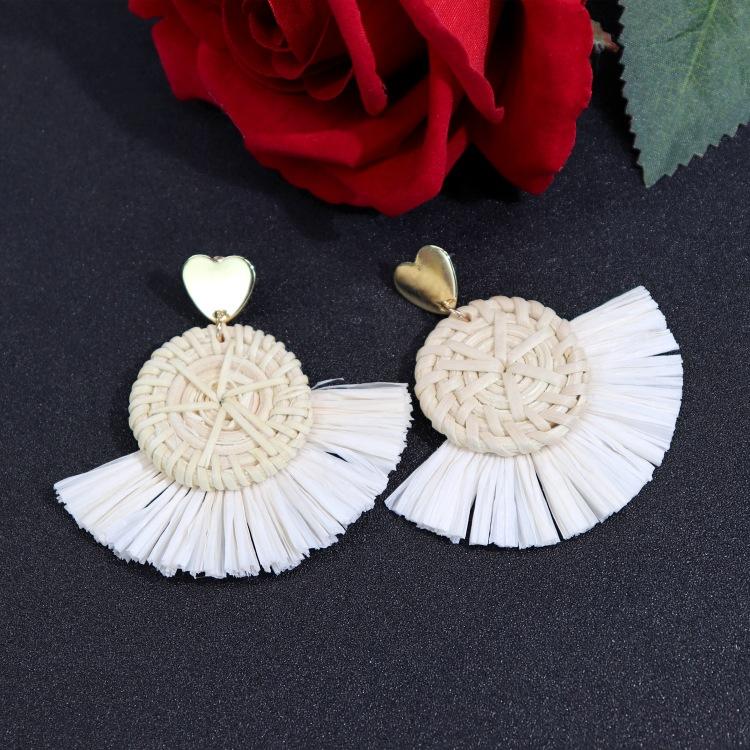 Vintage Urlaubs Rattan Bast Ohrstecker Weiblichkeit Strand Ohrringe personalisierte Ohrringe handgemachte Ohrringe