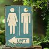 Retro Metal Tin Sign Restroom Arrow Directional, 2D Flat Wall Art, Fun Bathroom Décor, Unisex, 1pc