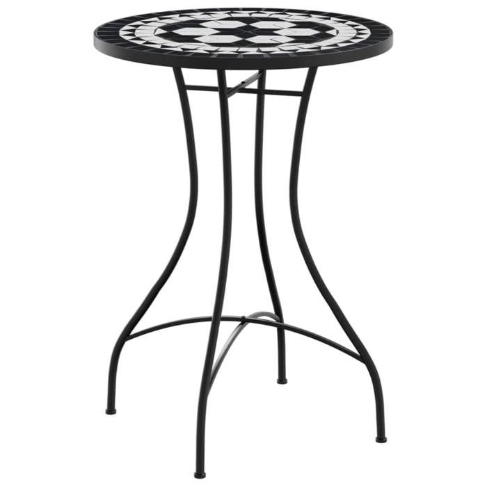 VidaXL Table de bistro mosaïque noir et blanc Ø50x70 cm céramique, table mosaïque, table d'extérieur, table de balcon, table 4003400