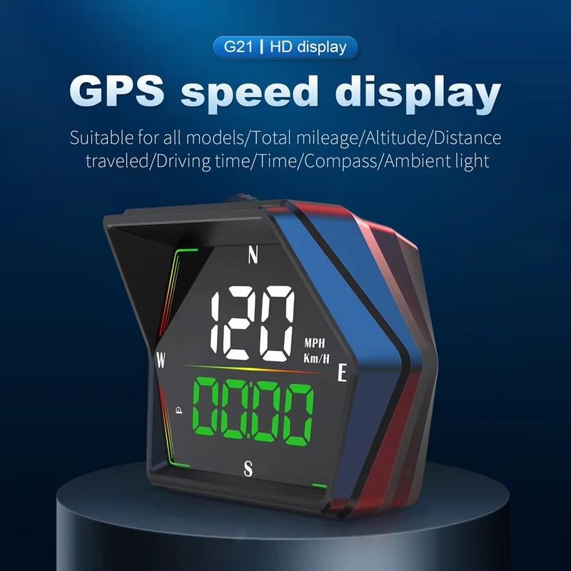 Car Digital Speedometer Head-Up Display GPS HUD With For Smart Alarm Function With A 360-degree Adjustable Suction Cup Holder