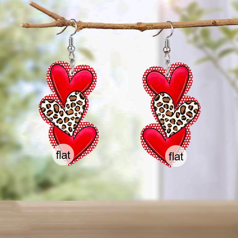 Valentine's Day Romantic Red Heart LOVE Acrylic Earrings Wedding Proposal Engagement Earrings Holiday Party Jewelry Gifts Packs Party Favor