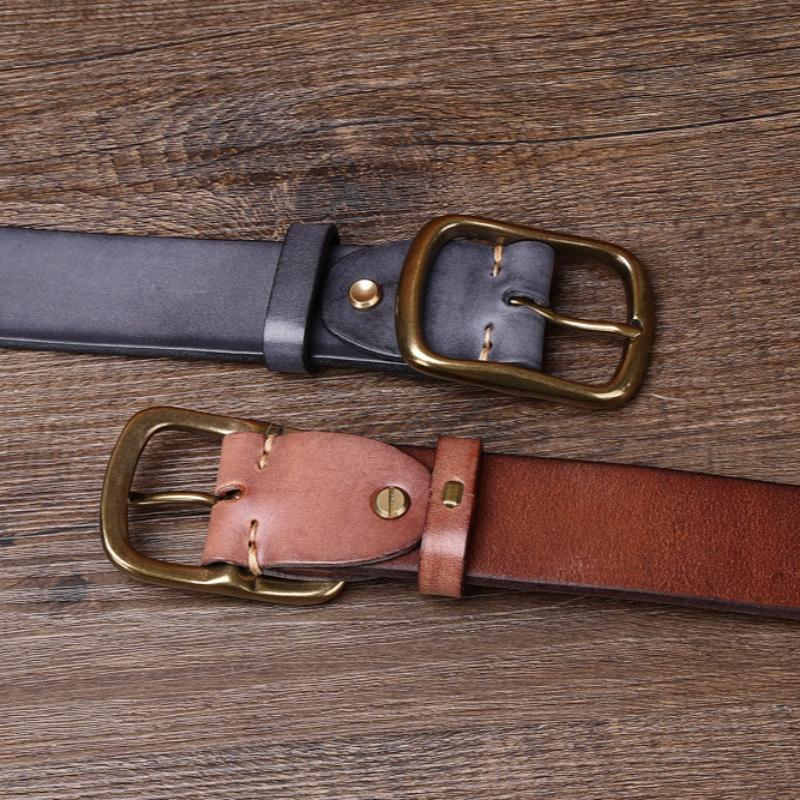 Handgefertigter Gürtel Herren Neuer Messing-Dornschließe Ledergürtel Herren Hosen Gürtel
