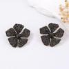 Personalized Medieval Light Luxury High-end Design Sense Alloy Full of Diamonds Unique Flower Stud Earrings Versatile Temperament Accessories