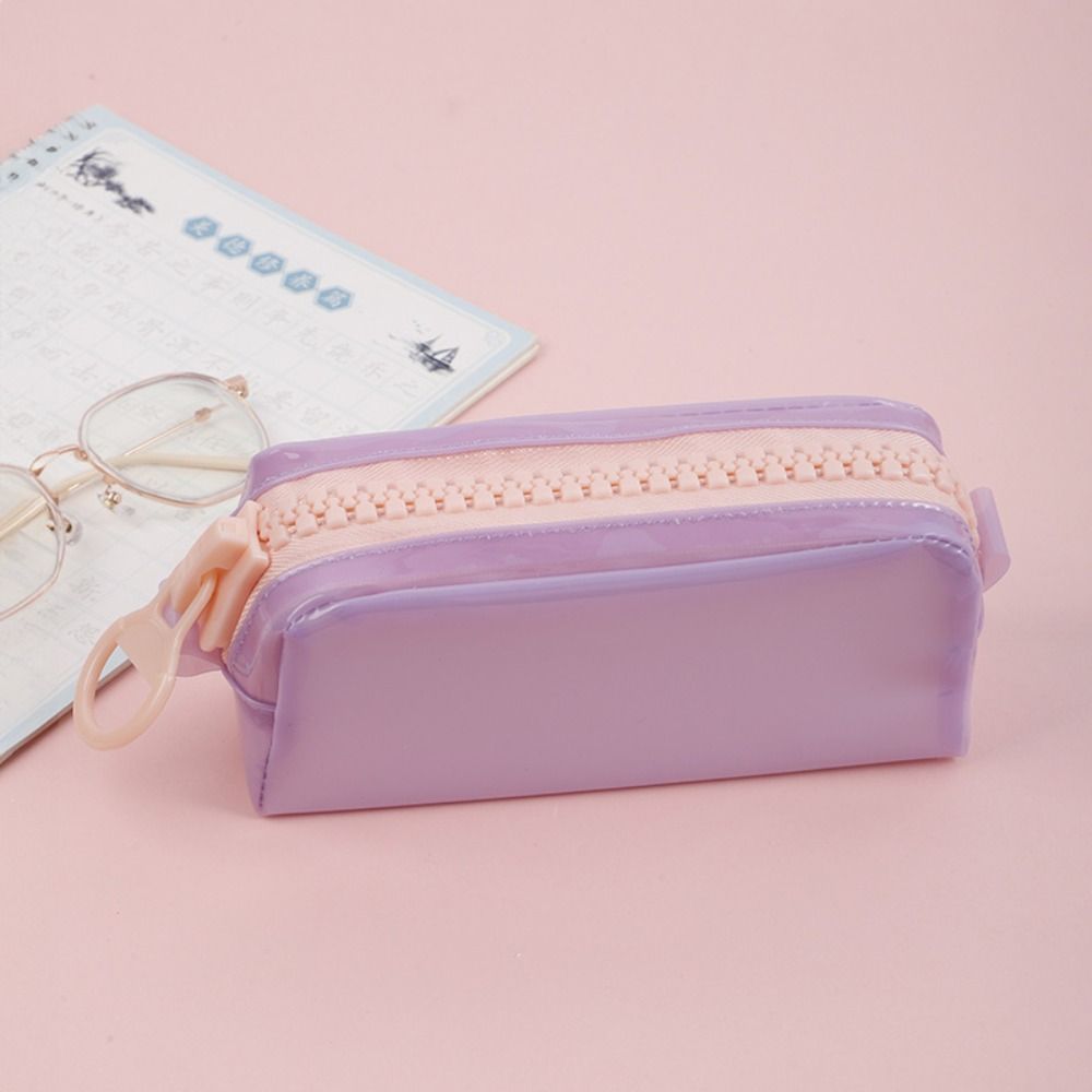 High Appearance Zipper Transparent Pencil Case Portable Makeup Pouch  Office Supplies
