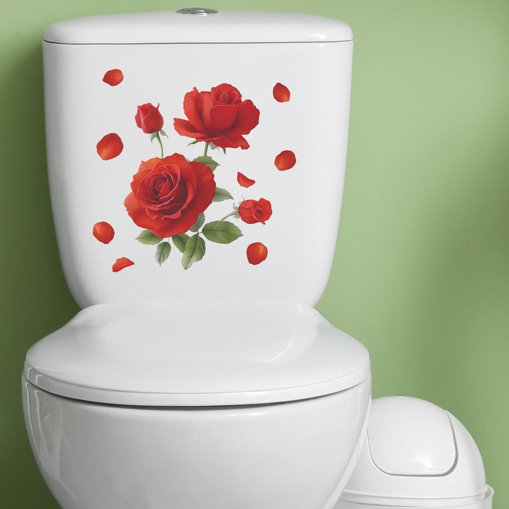 Romantischer Roter Rosen Home Badezimmer Toilette Dekorativer Aufkleber