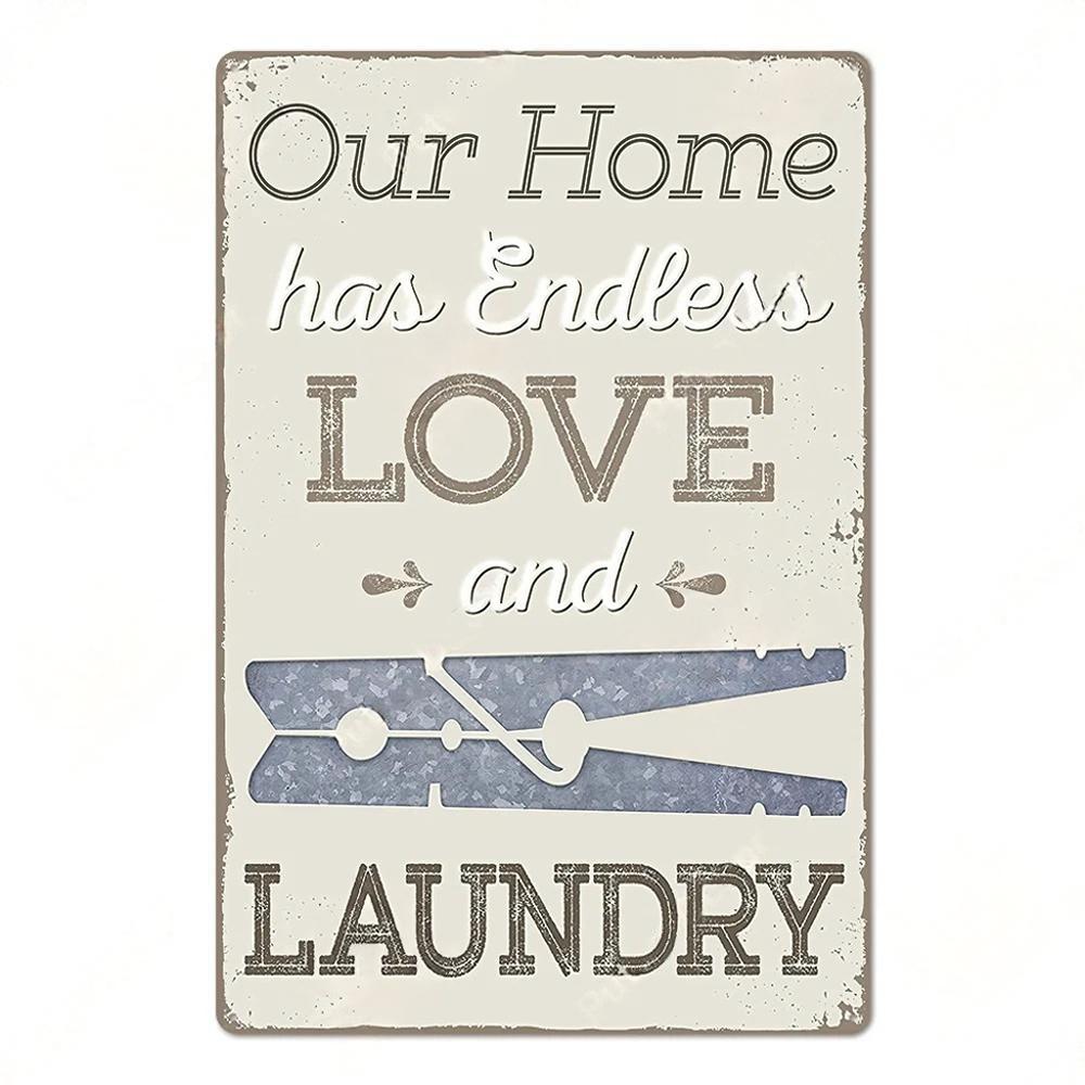 Laundry Vintage Metal Posters Tin Signs Decor Funny Metal Plaque Pin Up Girl Home Wall Art Painting
