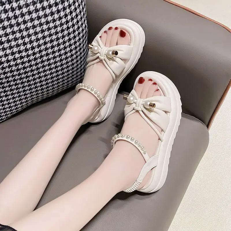 Fashion Summer Outdoor Black Ladies Shoes The Best Footwear Luxury 2025 Comfort Offers Sale Pvc Trend Asian Size Vip Women's Sandals