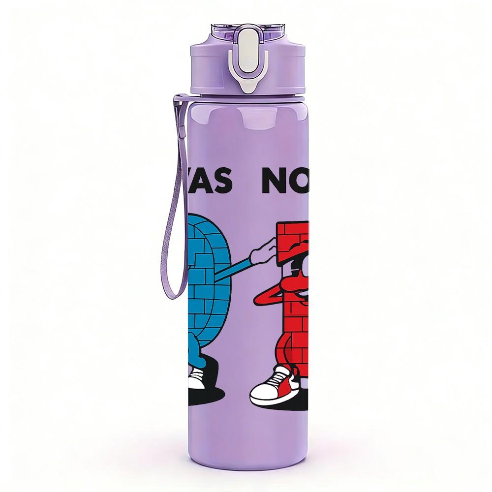 1PC I Was Now Im 67 Block Character 750ml Color Plastic Sports Water Bottle Leakproof Flip Straw Lid Suitable for Sports Office Home Use
