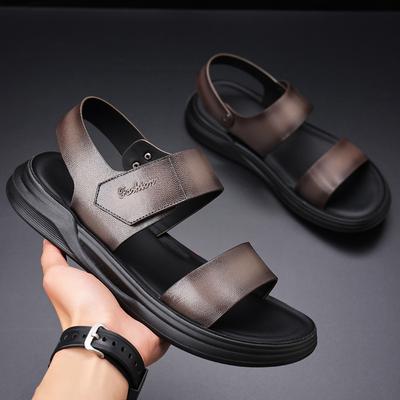The First Layer of Sheepskin Summer New Men's Sandals Leather Outdoor Beach Shoes Men's Leather Sandals Breathable Men's Shoes Slippers