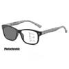 Men Women Fashion Photochromic Multifocal Reading Glasses Square Frame High Definition Anti-Blue Light Presbyopia Glasses +4.0