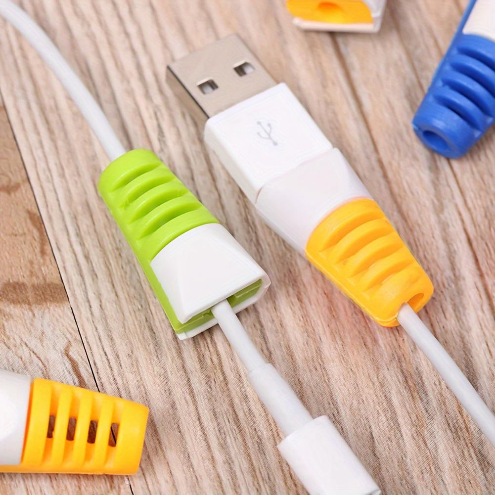 Durable Flexible USB Cable Protectors - Colorful Plastic Sleeves for Smartphone Charging & Data Transmission, Scratch-Resistant Cable Organizers
