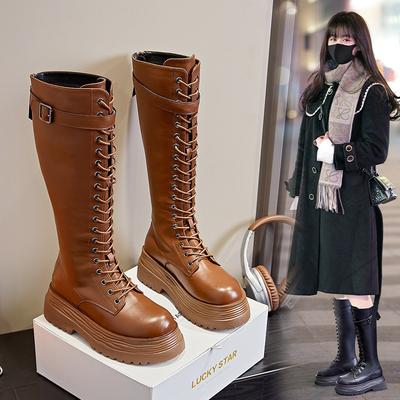Knight Boots Women's Autumn and Winter New Women's Cowboy Boots Casual Versatile Long Boots Thick-soled High Boots