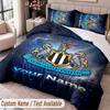 Newcastle United FC Printed Bedding Set Custom Name Text 1 Duvet Cover 2 Pillowcases For Bedroom