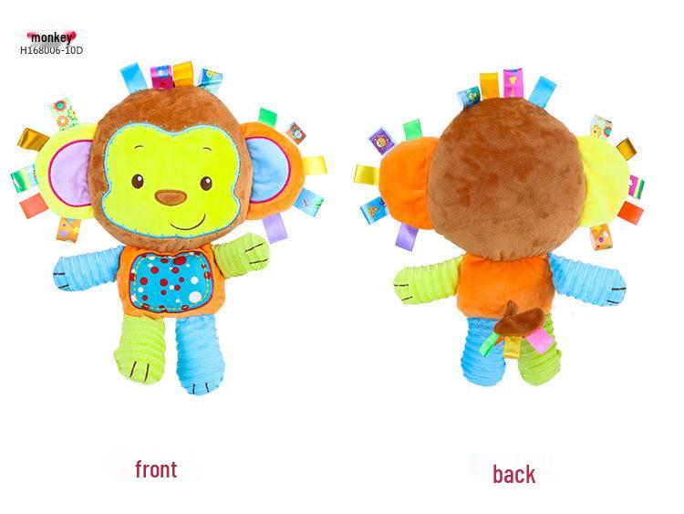 Happy Monkey Baby Plush Rattle - Soft Soothing Toy for Newborns