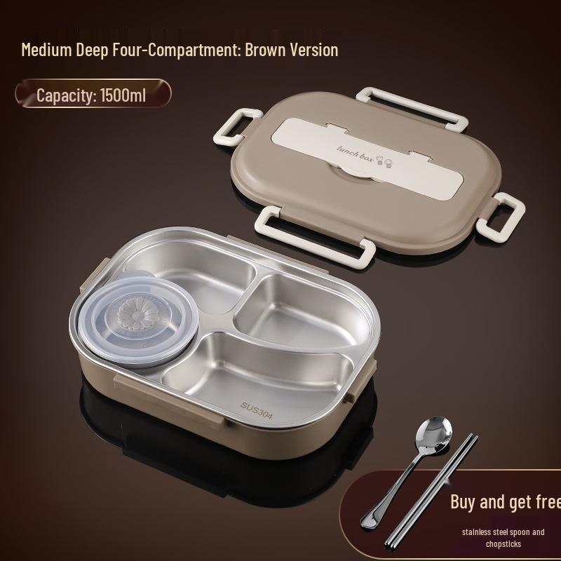 304 Stainless Steel Leak-Proof Insulated Lunch Box for Office and School, Food-Grade Square Bento Box.
