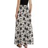 Maxi Skirt Adjustable Drawstring Elastic High Waist Long Skirt with Large Hem Floral Print Pockets Women Skirt