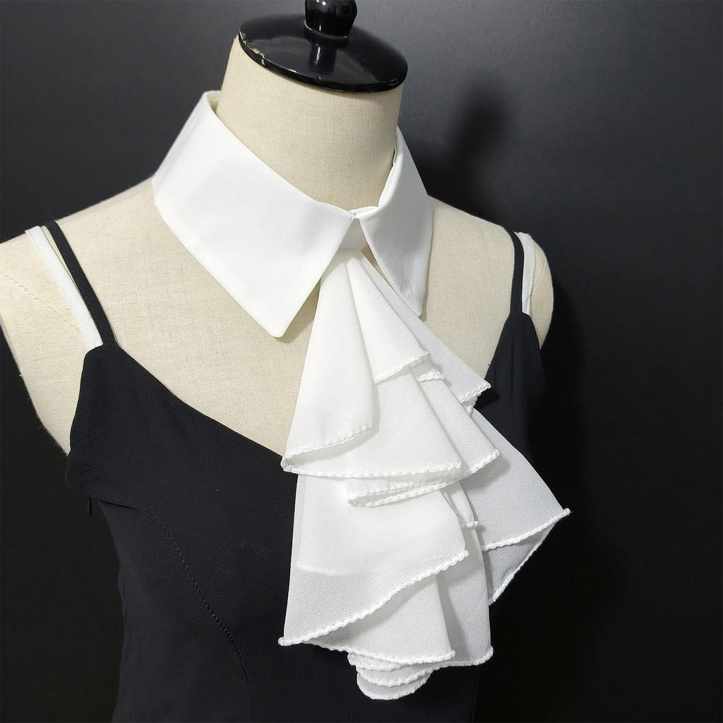 Fashion Detachable Shirt Collar Accessory Victorian Layered Ruffled Front Lapel False Collar Blouse Top for Women Favor