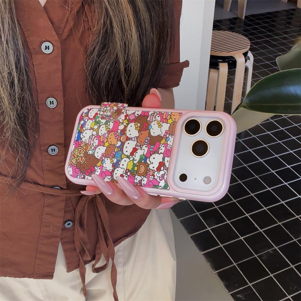 Sanrio Hello Kitty Melody Pink Cute Cartoon Pattern Style Phone Case For iPhone 17 16 15 14 13 12 11 Pro Max Girl Gift TPU Cover